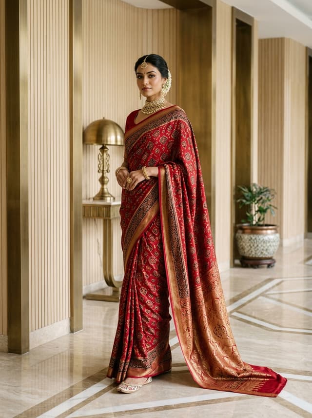 Powder Coral Handcrafted Bandhani Festive Saree (No. 017)