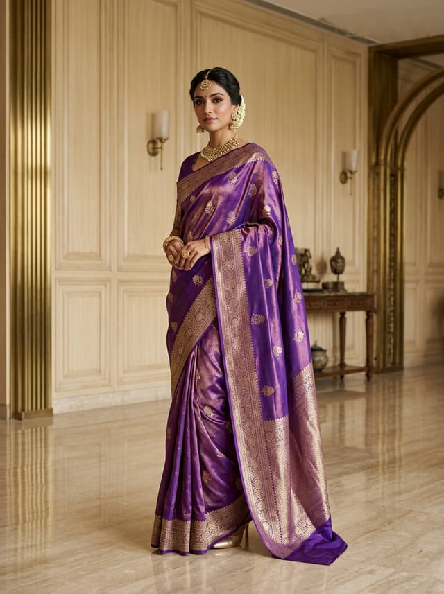 Royal Sapphire Handcrafted Bandhani Festive Saree (No. 023)
