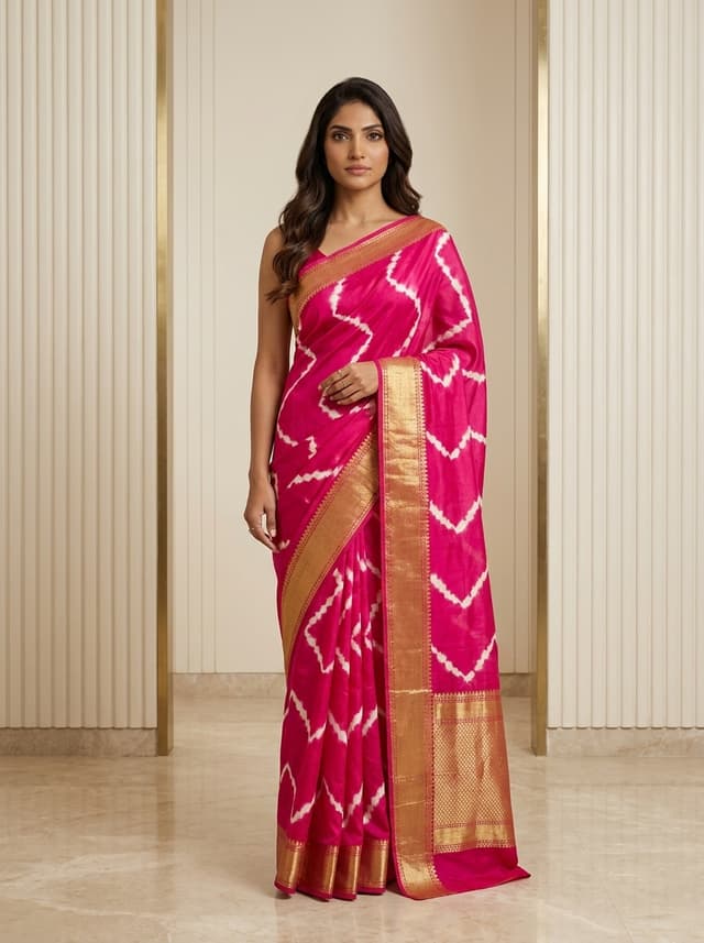Midnight Indigo Blue Handblock Saree
